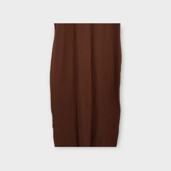 Lululemon All Aligned Ribbed Midi Dress Size 8 NWT Stretchy Back Slit Java  Brown